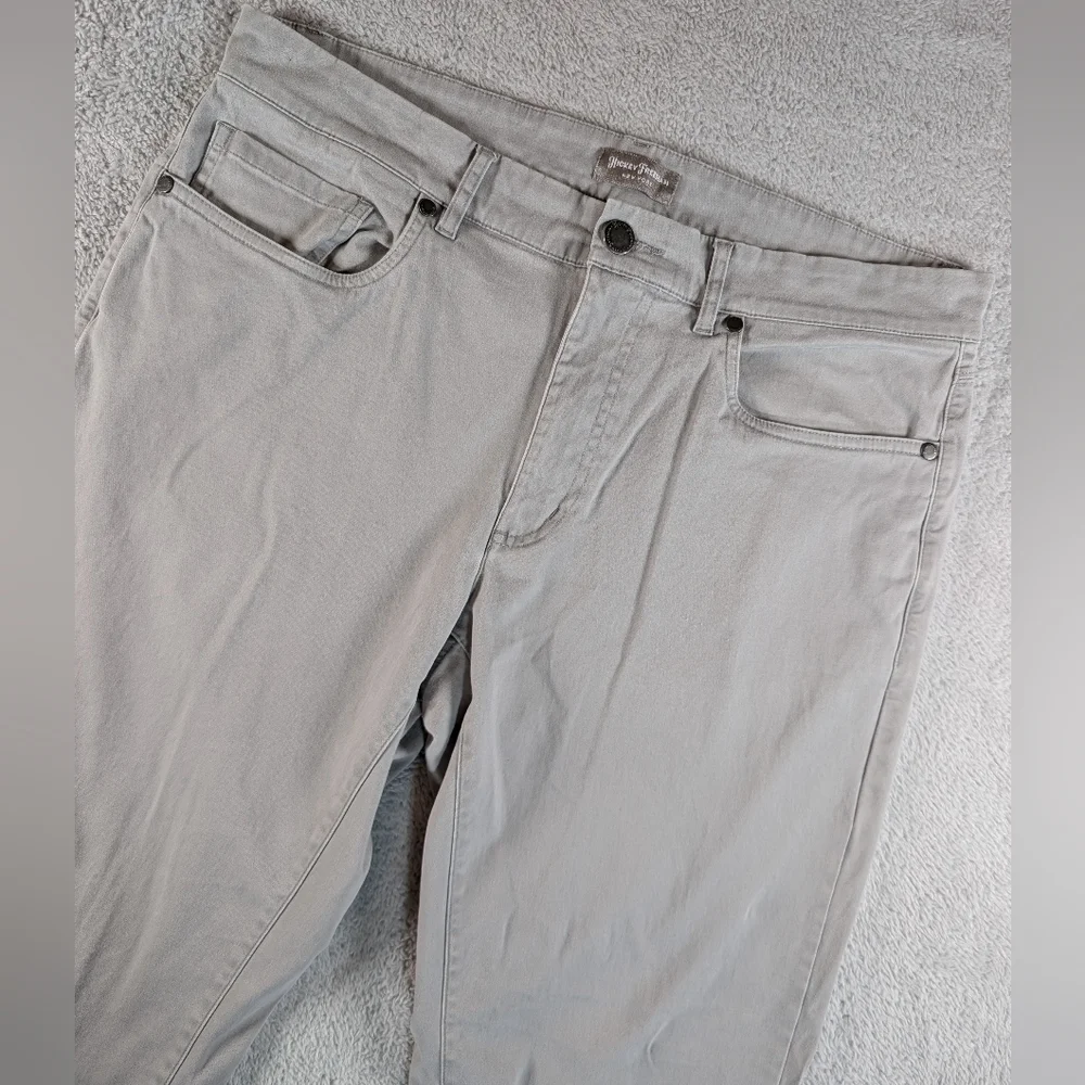 Hickey Freeman Men Grey 5 Pocket Straight Leg Stretch Cotton Pants 34x30